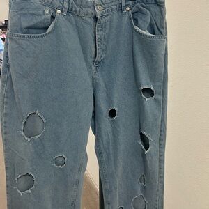 Blue ragged jeans